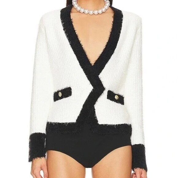 L'Agence Georgia Cardigan Black and White Colors Size MED Ladies - Picture 1 of 11